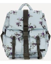 Ganni - Re-Tech Nylon Backpack With Floral Pattern - Lyst