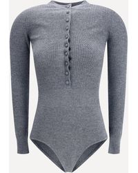 Self-Portrait - Long-Sleeved Wool Bodysuit - Lyst