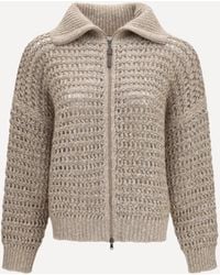 Brunello Cucinelli - Cashmere Cardigan With Central Pocket - Lyst