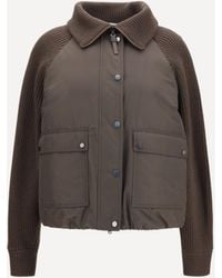 Brunello Cucinelli - Down Jacket With Wool Sleeves - Lyst