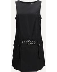 Ganni - Duchesse Nylon Belted Mini Dress - Lyst