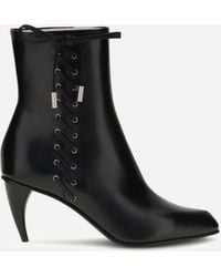 McQueen - Curved-Heel Ankle Boots With Side Lacing - Lyst