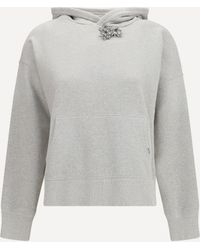 Prada - Cotton Fleece Hoodie With Jewel Brooch - Lyst