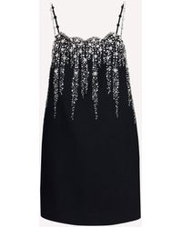 Valentino - Embroidered Crepe Mini Dress With Jewel Details - Lyst