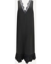 Ganni - Lace-Trimmed Satin Long Dress - Lyst