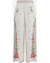 FARM Rio - Floral Embroidered Wide-Leg Pants - Lyst
