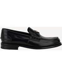 Prada - Triangular Plaque Loafers - Lyst
