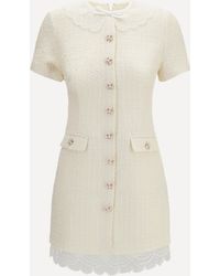 Self-Portrait - Tailored Mini Dress With Bouclé Lace Inserts - Lyst