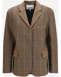 Ganni - Checked Twill Blazer - Lyst