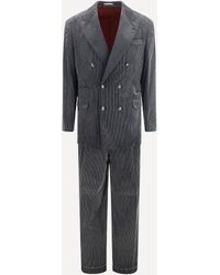 Brunello Cucinelli - Ribbed Double-Breasted Suit - Lyst