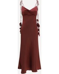 Self-Portrait - Satin Flower Midi Dress - Lyst