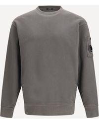C.P. Company - C. P. Company Diagonal Raised Fleece Crewneck Lens Sweatshirt - Lyst