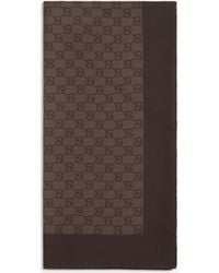 Gucci - Scarf Gg Silk Twill Dark - Lyst