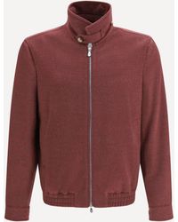 Brunello Cucinelli - Wool Zip Jacket With High Collar - Lyst