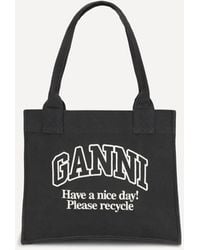 Ganni - Logo Canvas Tote Bag - Lyst