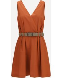 Brunello Cucinelli - Pleated Dress With Rope Belt - Lyst
