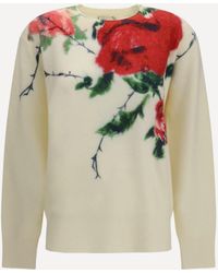 Blumarine - Cashmere-Blend Sweater With Rose Print - Lyst