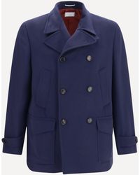 Brunello Cucinelli - Double-Breasted Wool Coat - Lyst