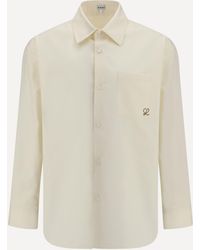 Loewe - Cotton Shirt With An Embroidered Anagram Logo - Lyst
