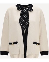 Valentino - Open Polka-Dot Bow Cardigan - Lyst