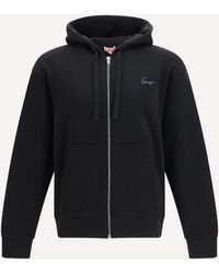 KENZO - Kenzio Signature Embroidered Cotton Zip Hoodie - Lyst