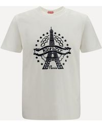 KENZO - Eiffel Tower Design Cotton T-Shirt - Lyst