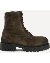 Balenciaga - Combat Strike Waxed Suede Calf Leather Boots - Lyst