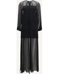 forte_forte - Forte_Forte Georgette And Crêpe Long Dress With Bow And Tassels - Lyst