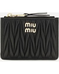 Miu Miu - Leather Wallet With Logo - Lyst