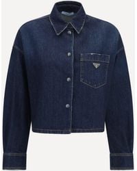 Prada - Denim Shirt With Logo - Lyst