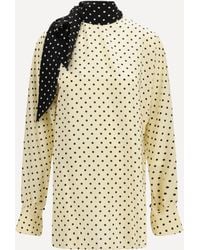 Valentino - Polka Dot Blouse With Side Bow - Lyst