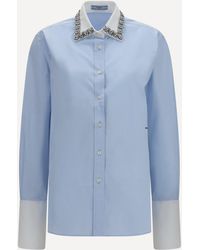 Prada - Jewel-Embellished Collar Shirt - Lyst