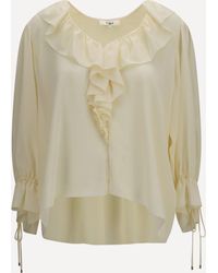 Chloé - Ruffled V-Neck Shirt - Lyst