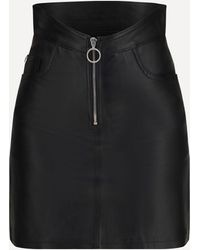 Fiorucci - Leather Mini Skirt With Zip - Lyst