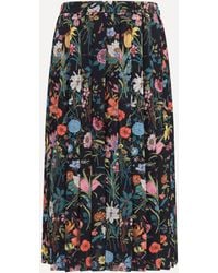 Gucci - Flora Printed Silk Midi Skirt - Lyst