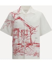 Prada - Printed Bowling Shirt With "Cabin" Print - Lyst