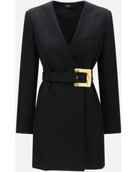 Balmain - Grain De Poudre Blazer With Belt - Lyst