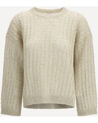 Brunello Cucinelli - Dazzling Cable Linen Sweater With Openwork Ribbing - Lyst
