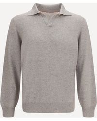 Brunello Cucinelli - Mouliné Cashmere Knit Polo - Lyst