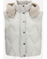 Brunello Cucinelli - Padded Vest With Shearling Hood - Lyst