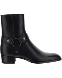 Saint Laurent - Smooth Leather Wyatt Harness Boots. - Lyst