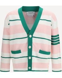 Thom Browne - Classic Stripe Seed Stitch V Neck Cardigan - Lyst