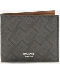 Ferragamo - Leather Bifold Wallet With Gancini Pattern - Lyst