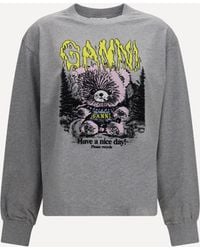 Ganni - Isoli Teddy Forest Sweatshirt Paloma - Lyst