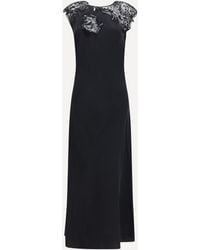 Ferragamo - Silk Dress With Lace - Lyst