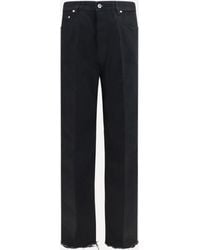 Rick Owens - Frayed Hem Cotton Jeans - Lyst