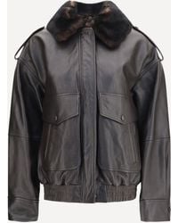 Loulou de Saison - Russo Leather Bomber With Shearling Collar - Lyst