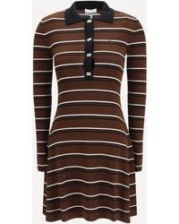 Ganni - Striped Wool Polo Dress - Lyst