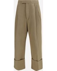 Thom Browne - Cotton Gabardine Pants With Double Pleats - Lyst