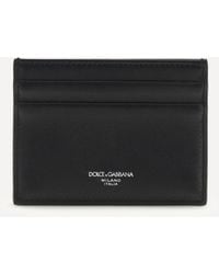 Dolce & Gabbana - Calfskin Plongé Cardholder With Woven Detail - Lyst